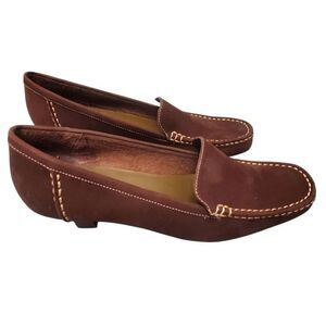 Aerosoles Brown Sued Kitten Heel Slip On Business Casual Comfort Shoes Size 9.5